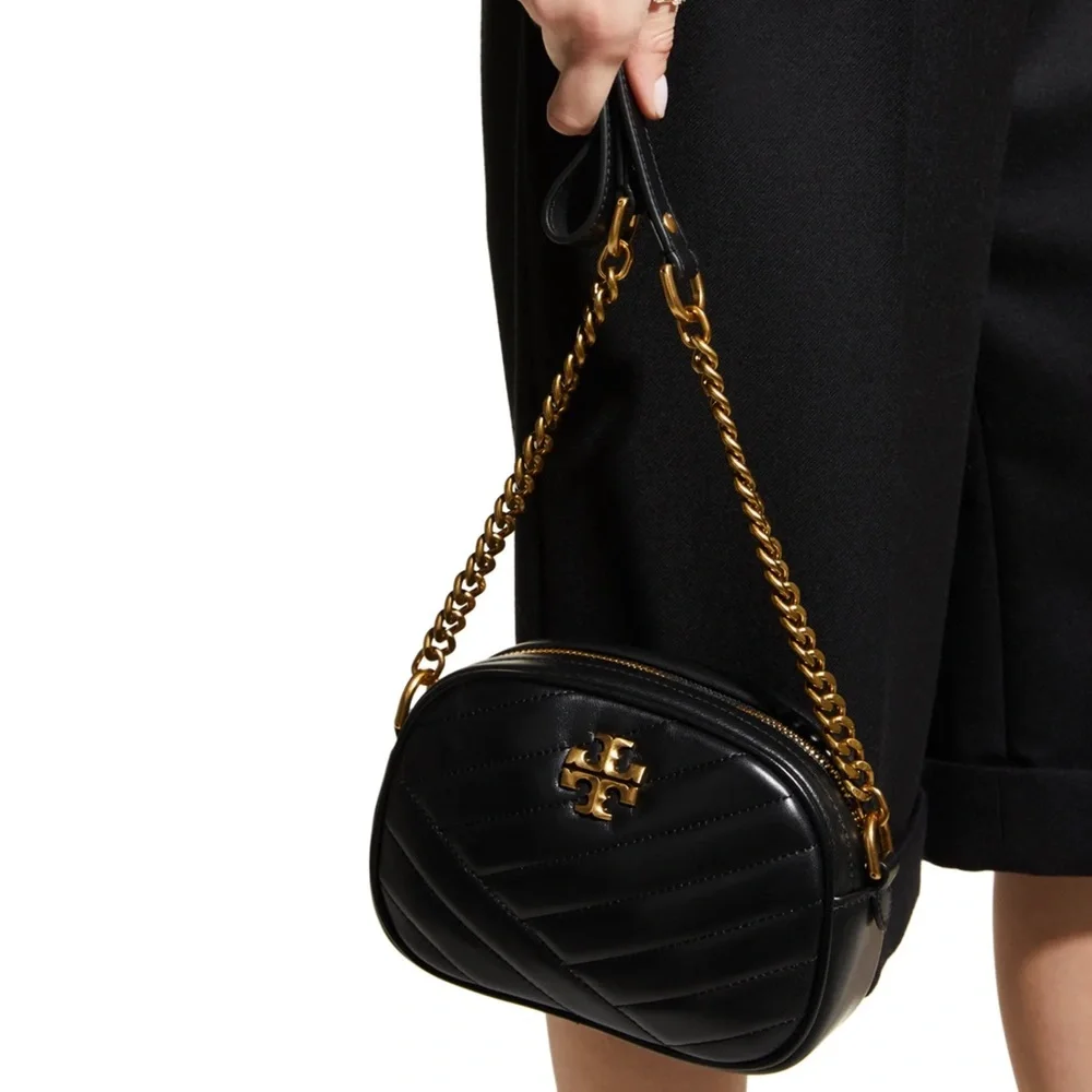 tory burch Black Quilted Crossbody Bag
